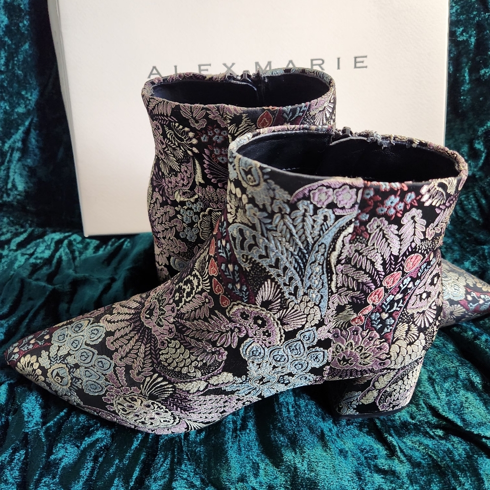 Alex Marie Floral Brocade Ankle Boots